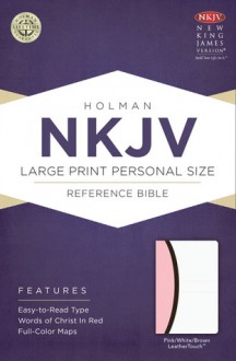 NKJV Large Print Personal Size Reference Bible, Pink/Brown/White LeatherTouch - Holman Bible Publisher