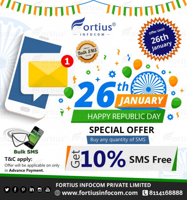 Republic Day Special 10% Extra SMS Offer