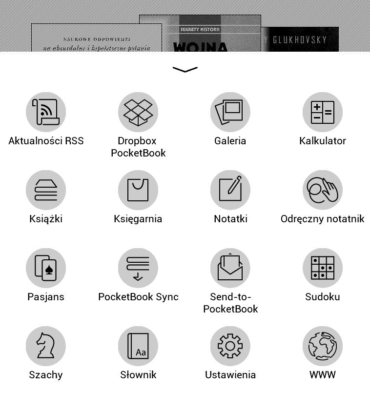 Dolne menu w PocketBook Touch Lux 2