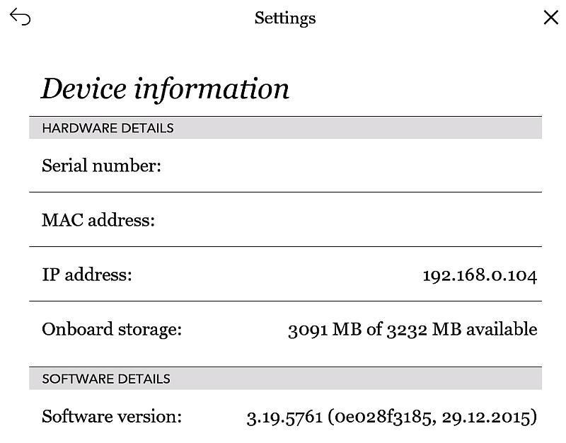 Wersja firmware'u w Kobo Glo HD