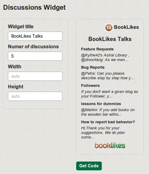 Discussion widget