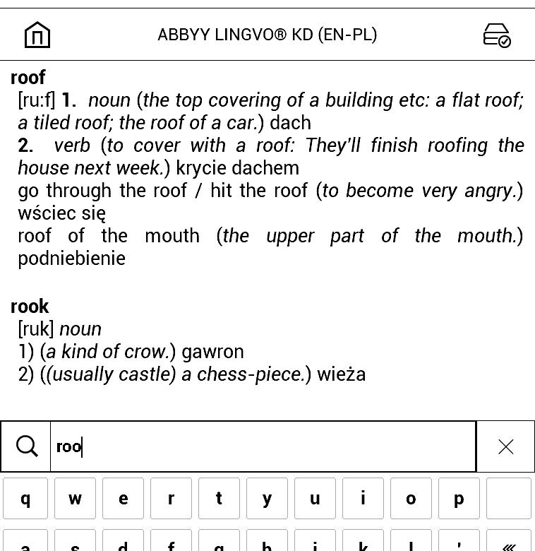 Słownik angielsko-polski w PocketBook Touch Lux 2