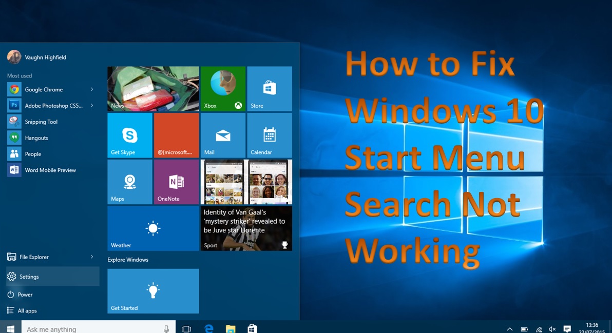 how to search on computer start button
