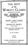 The Best Of The World's Classics (Restricted To Prose) Volume II - Rome - Henry Cabot Lodge